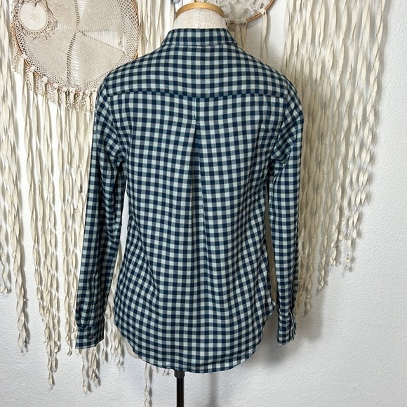 Toad & Co Teal and Aqua Plaid Long Sleeve Button Down Size  Small - Picture 6 of 15